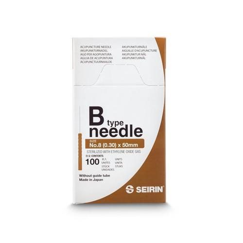 SEIRIN® Type B akupunktūras adatas, 0,30 × 50 mm, brūns rokturis, 100 gab. kastē