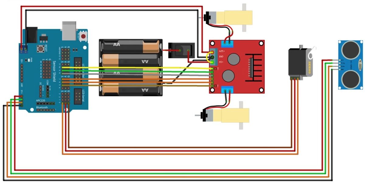 Robot Car with 2 Motors, UNO Controller and Components
