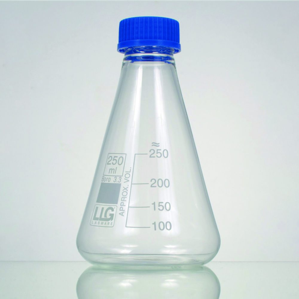Erlenmeyer flasks, borosilicate glass 3.3, with screw cap