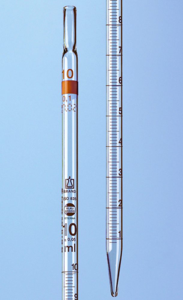 Graduētās pipetes, pilnas izliešanas, AR-glass®, B klase, dzintarkrāsas graduācija, 3. tips
