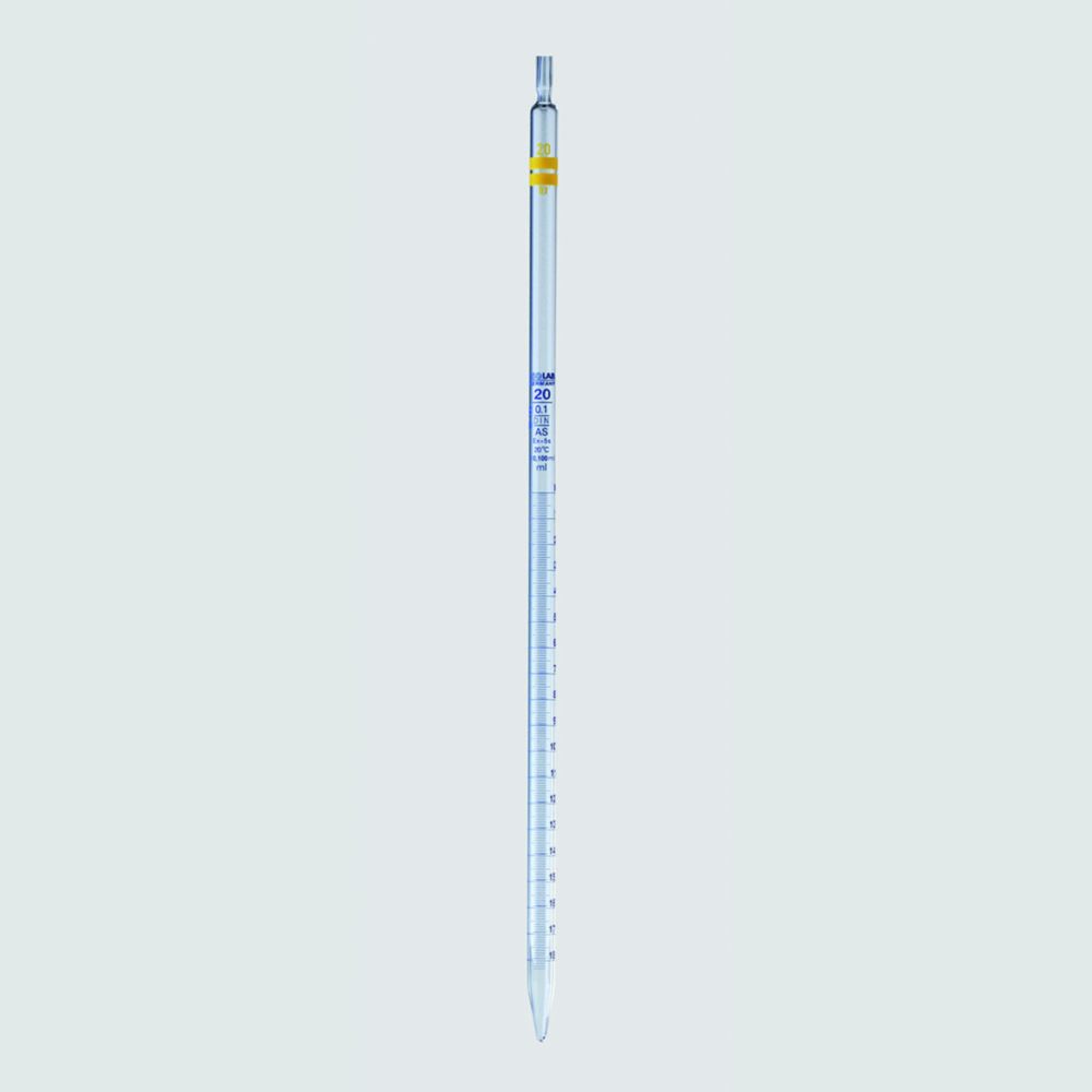 Graduētās pipetes no sodas stikla, AS klase, 3. tips