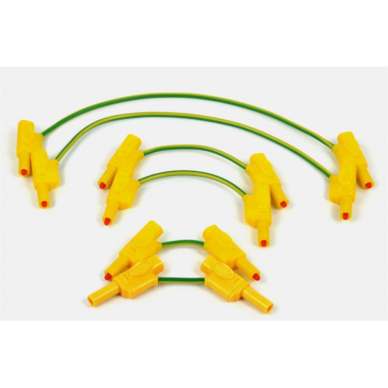 Safety Savienojuma vadss, dzeltens-green, komplekts of 6