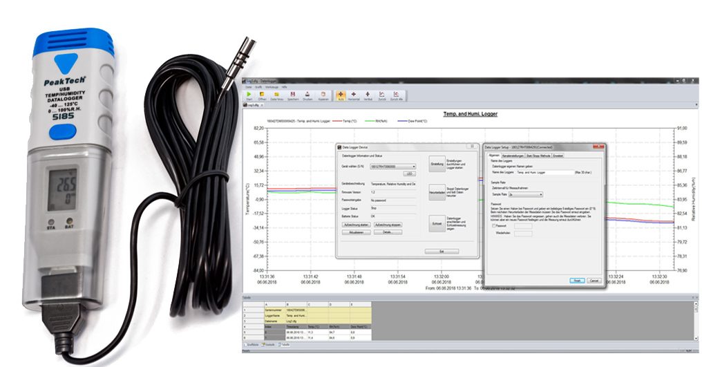 USB data logger for temperature and humidity, P 5185