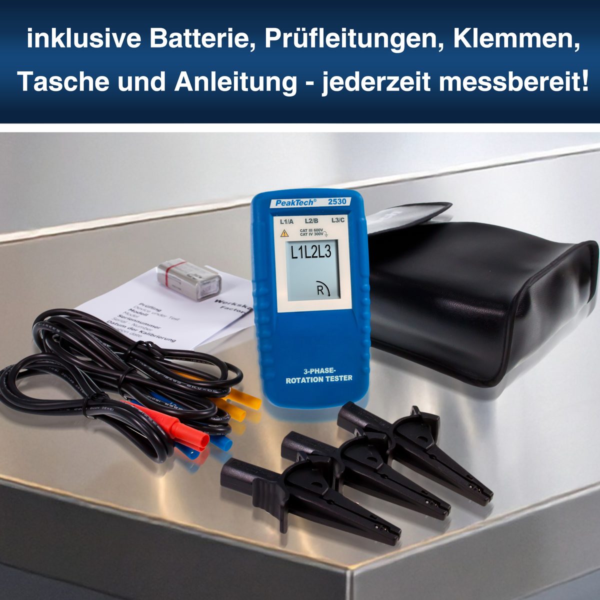 3-phase rotation indicator with LCD display, P 2530