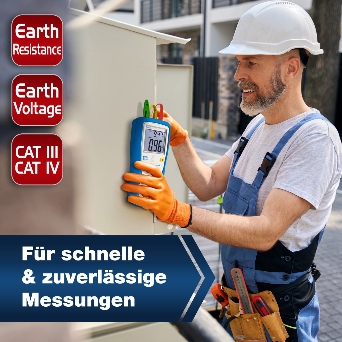 Digital earth resistance tester, 0–2000 Ω, CAT III 1000 V, P 2700