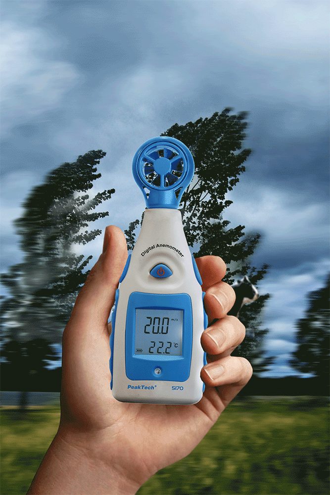 Vane anemometer with thermometer, P 5170