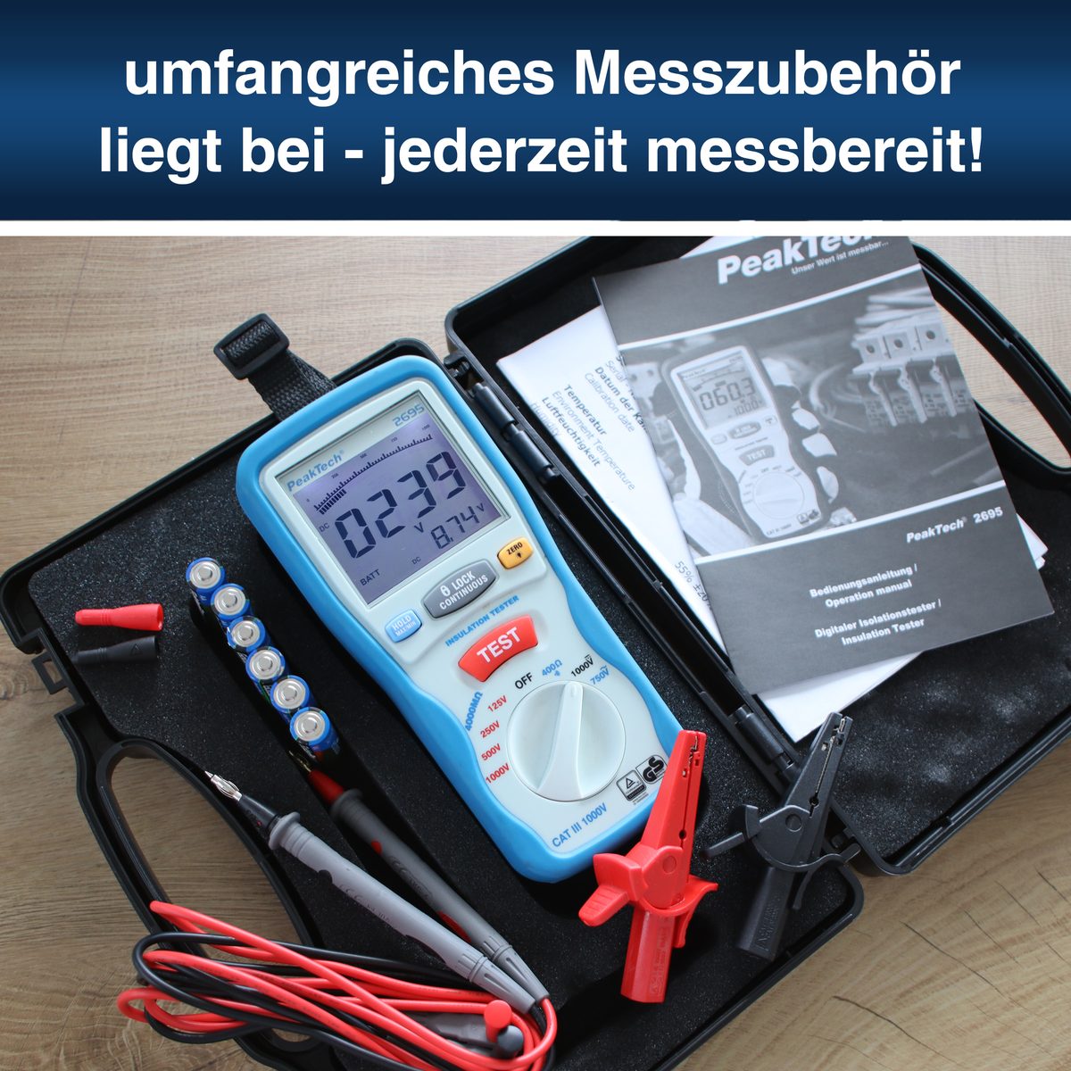 Insulation tester 125/250/500/1000 V /4000 MΩ, P 2695