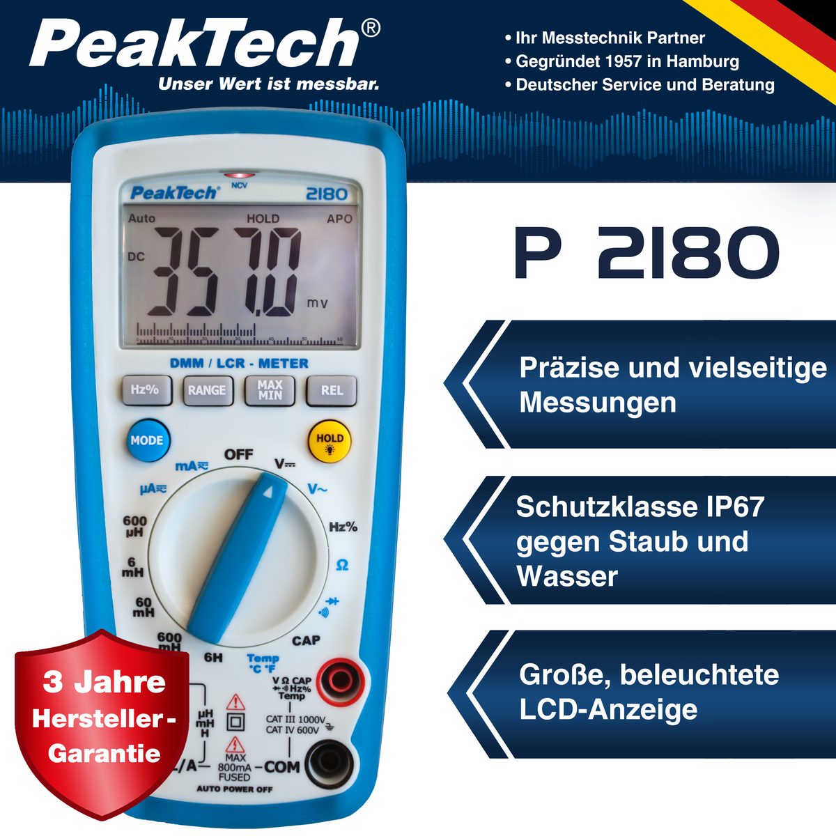 Digital multimeter with LCR meter, 6,000 counts, P 2180