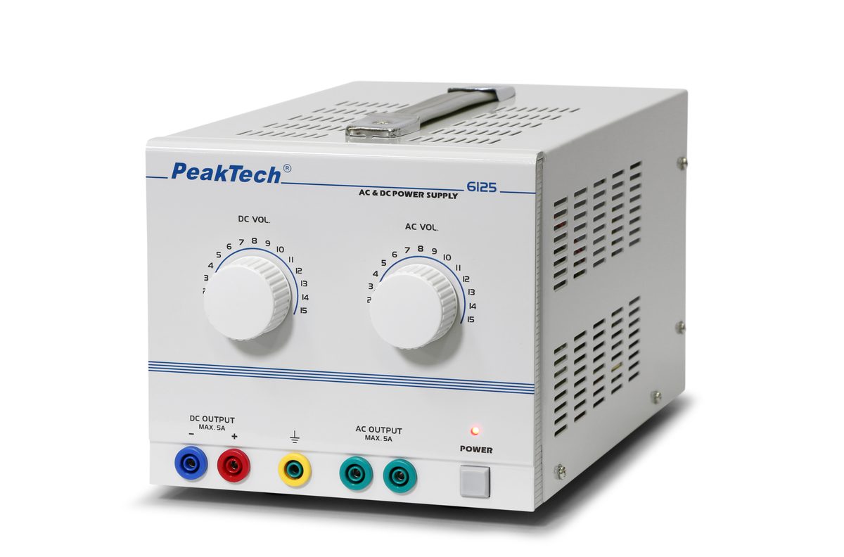 Laboratorijas barošanas bloks AC/DC, 1–15 V/5 A, P 6125