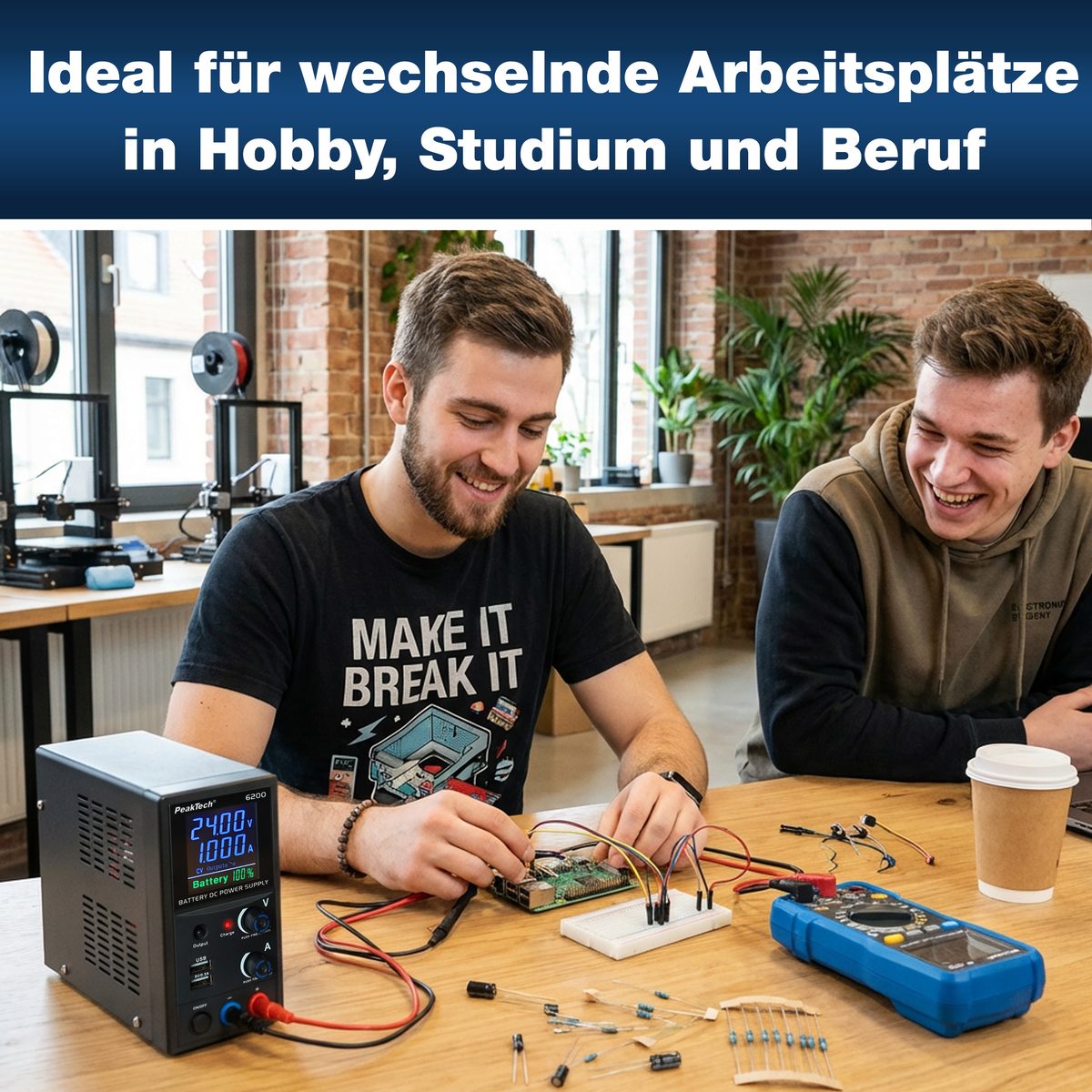 Ar akumulatoru darbināms laboratorijas barošanas bloks, 0…24 V/0…1 A DC, P 6200