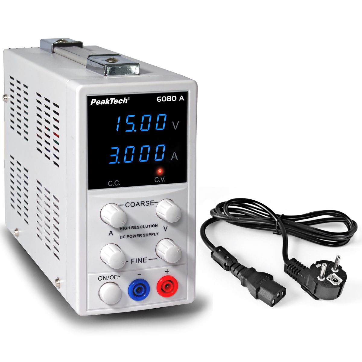 Digitāls laboratorijas barošanas avots, 0–15 V / 0–3 A DC, P 6080 A
