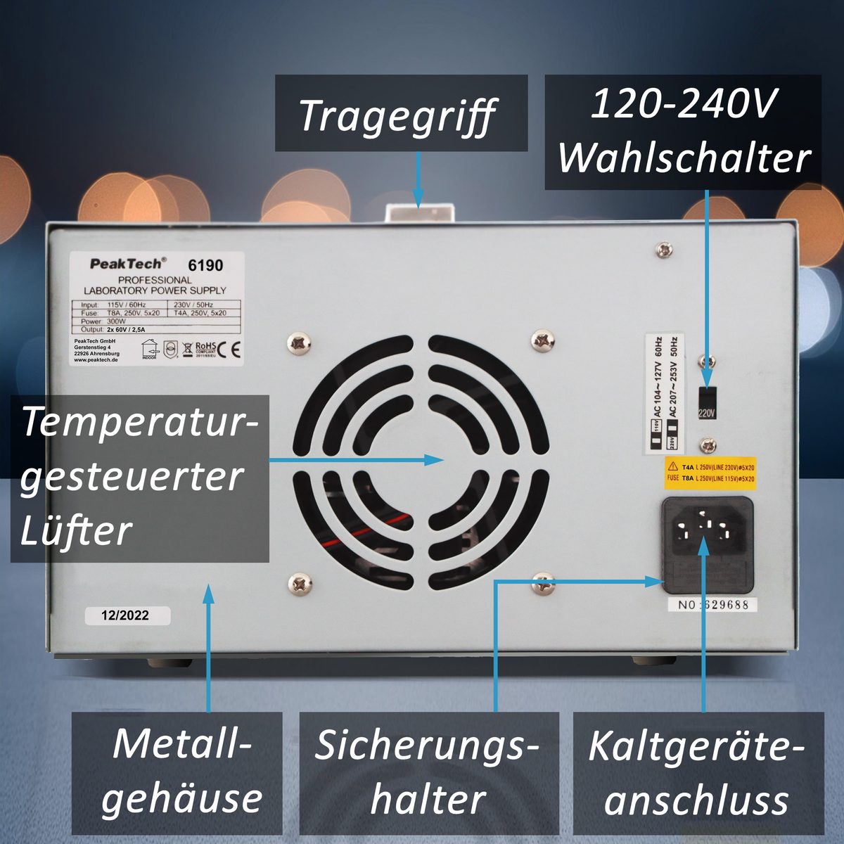 Laboratorijas barošanas avots 2 × 0-60 V / 0-2,5 A DC & USB, P 6190