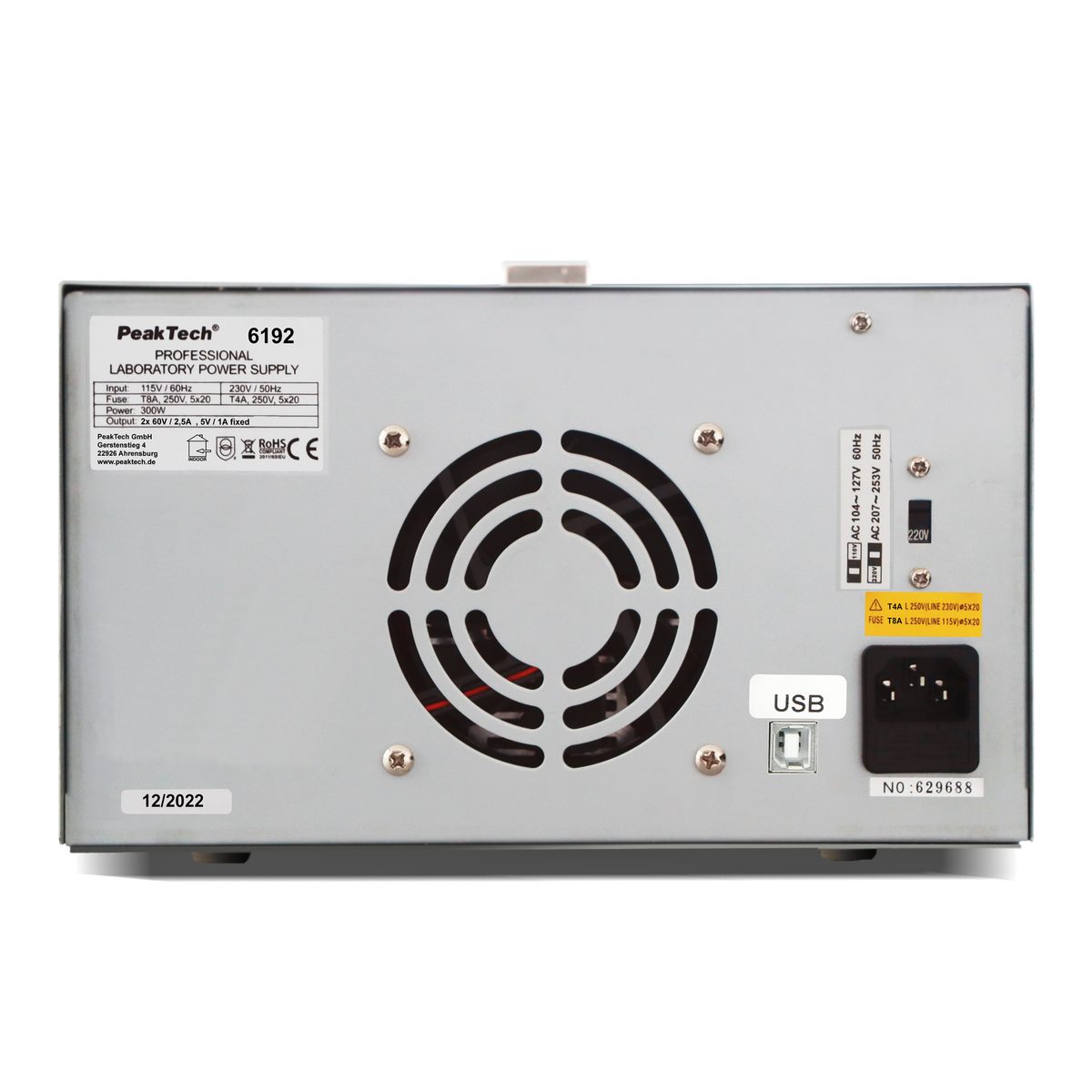 Laboratorijas barošanas avots 2 × 0-60 V / 0-2,5 A DC & USB, P 6192