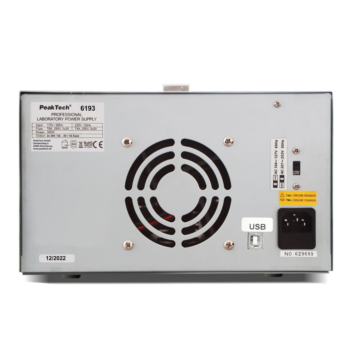 Laboratory power supply 0-30 V / 0-5 A DC & USB, P 6193