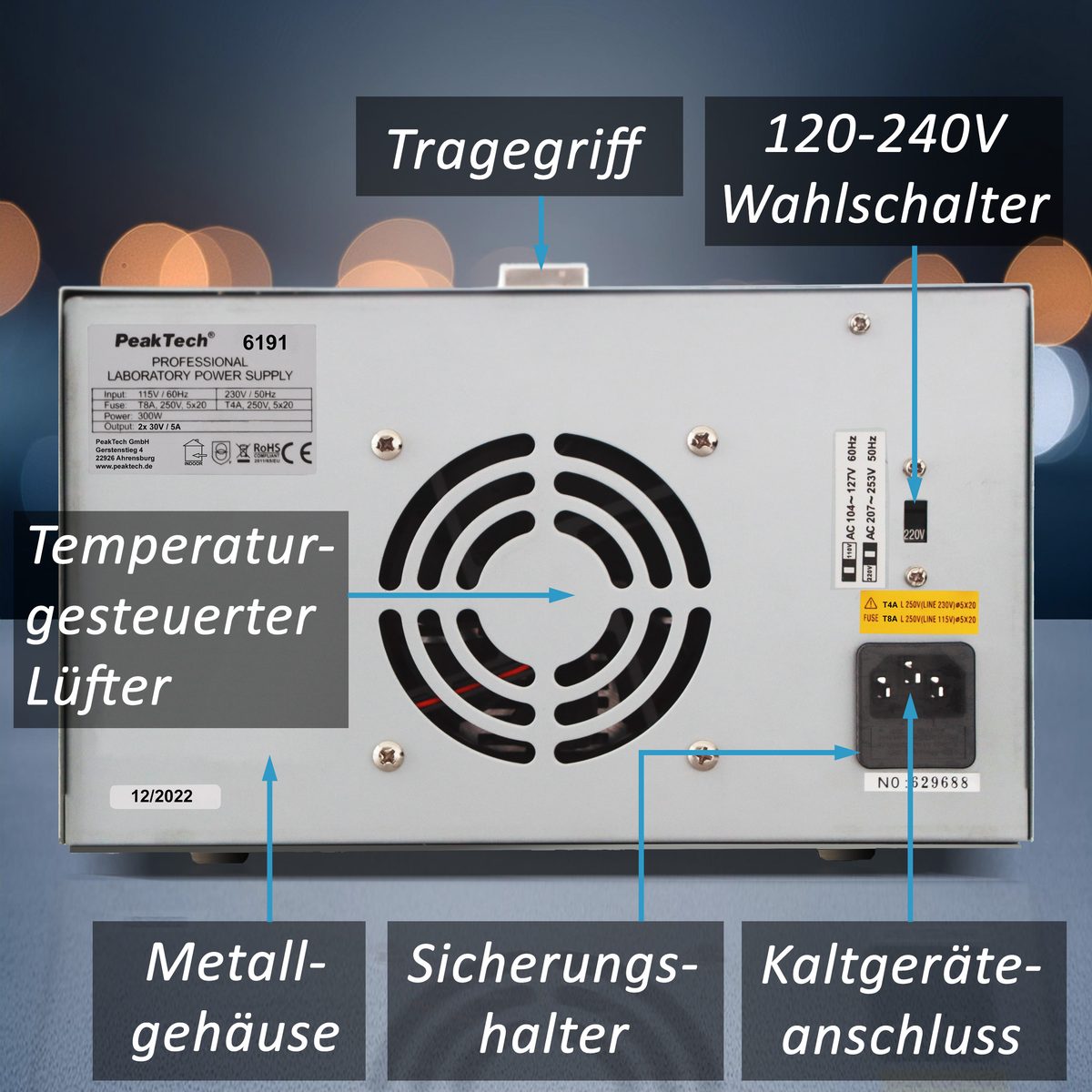 Laboratorijas barošanas avots 2 × 0-30 V / 0-5 A DC, P 6191