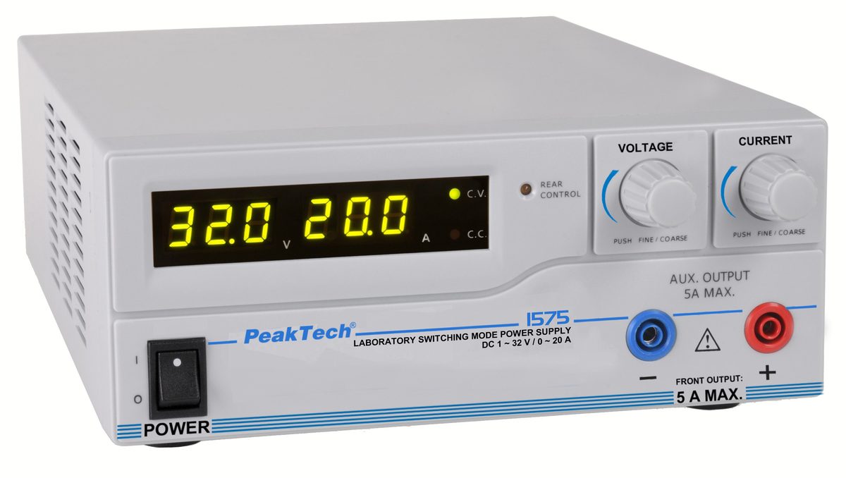 Лабораторный источник постоянного тока, 1 - 32 V / 0 - 20 A & USB, P 1575