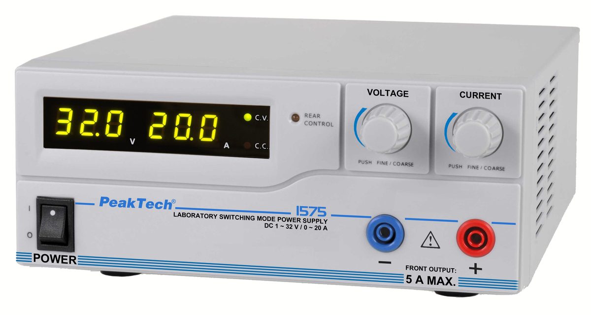 Лабораторный источник постоянного тока, 1 - 32 V / 0 - 20 A & USB, P 1575