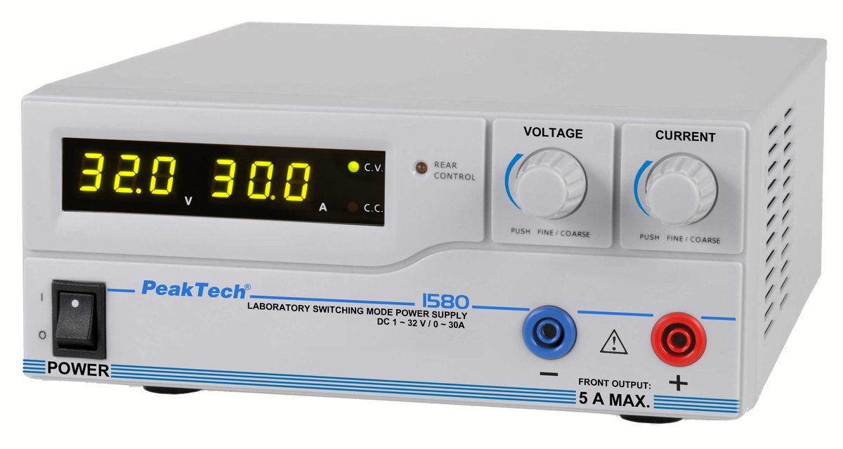 Līdzstrāvas laboratorijas barošanas avots, 1 - 32 V / 0 - 30 A & USB, P 1580