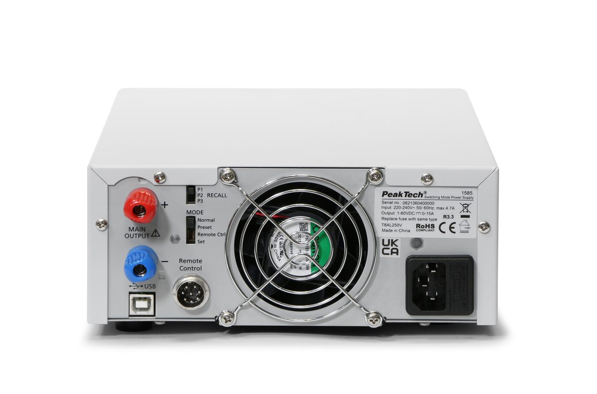 Laboratory power supply DC 1 - 60V / 0 - 15A & USB, P 1585