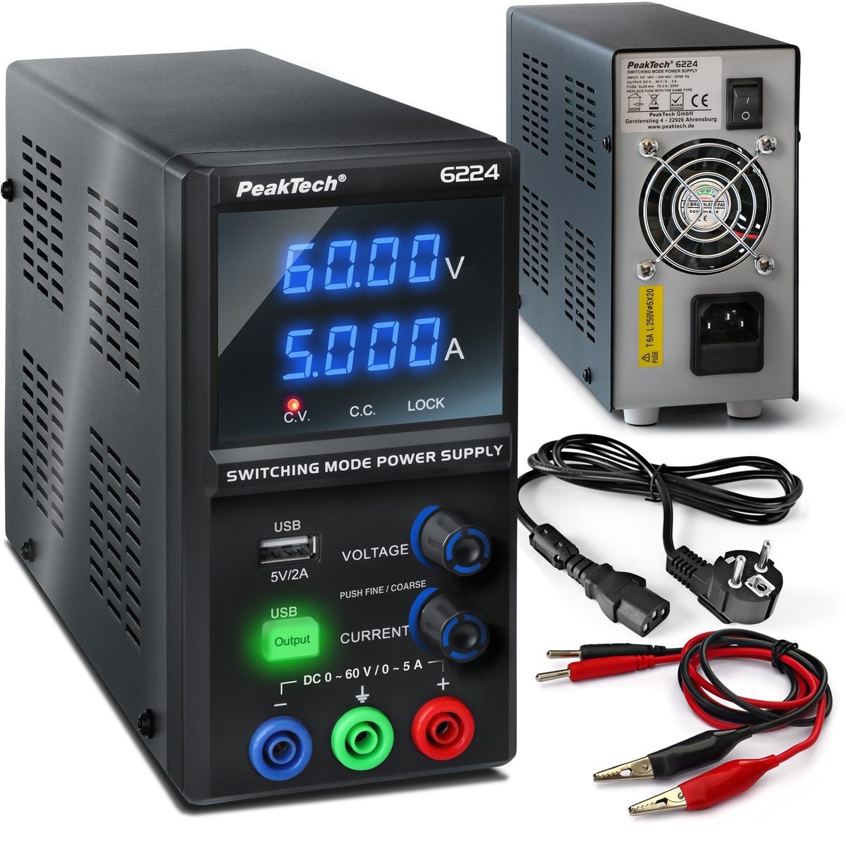 Импульсный источник питания 0 - 60 V / 0 - 5 A DC, P 6224