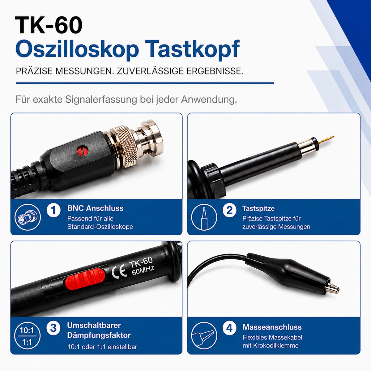 Осциллографический щуп, 60 МГц, 10:1/1:1, P TK-60