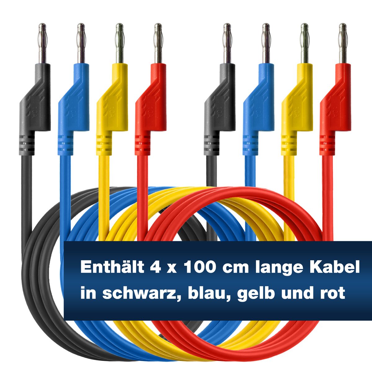 Set of 4 Test Leads (100cm) for Laboratory Power Supplies, P 7049