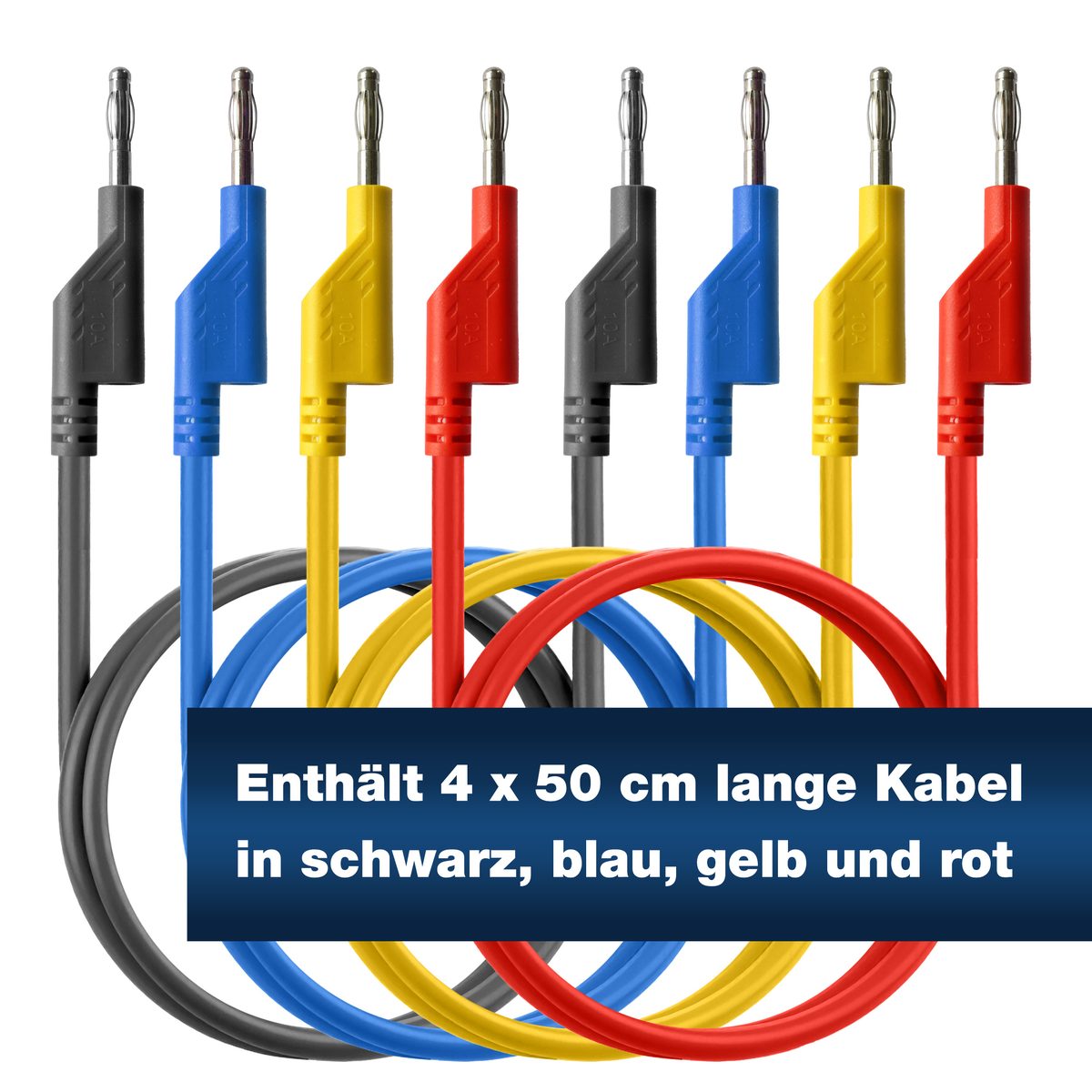 Set of 4 Test Leads (50cm) for Laboratory Power Supplies, P 7047