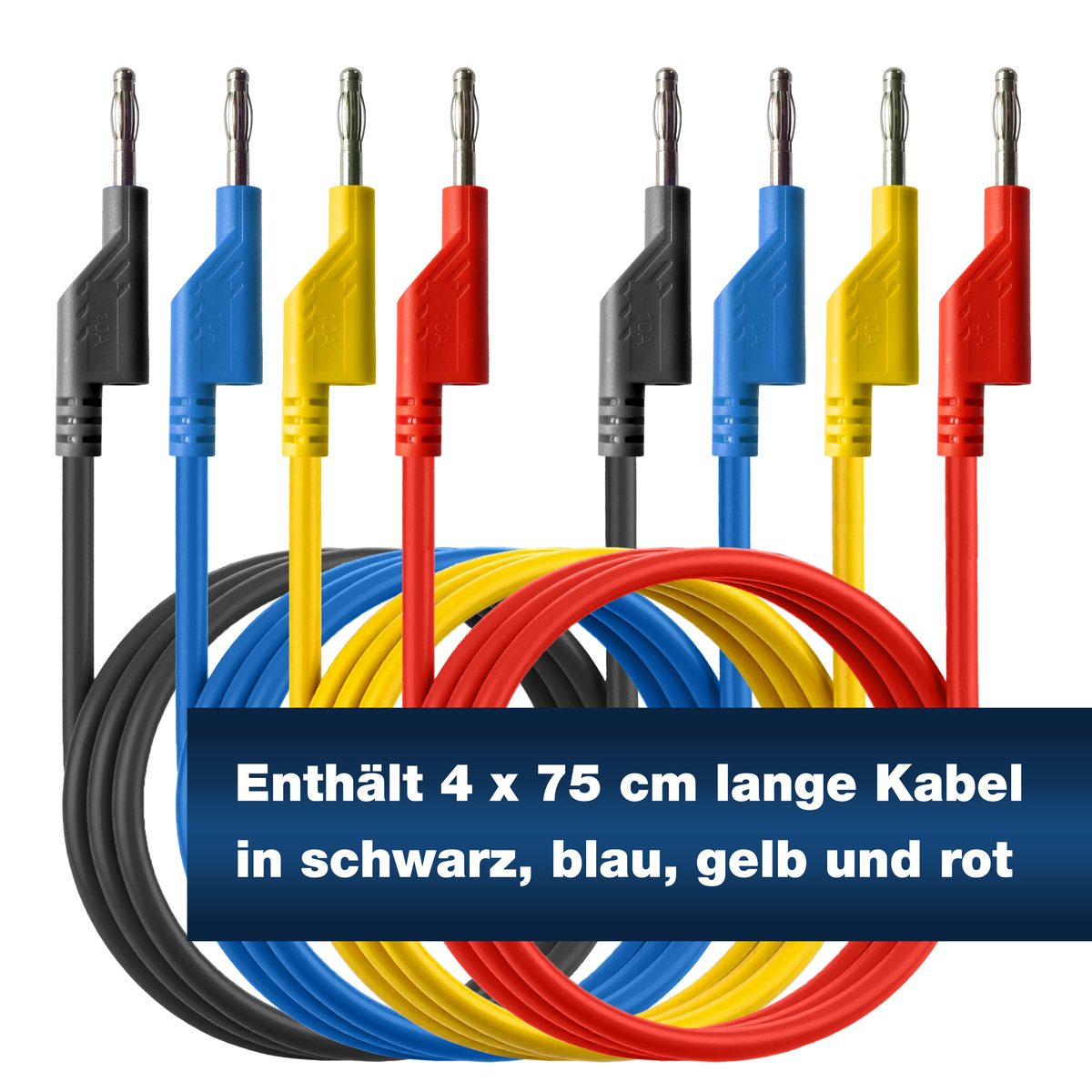 Set of 4 Test Leads (75cm) for Laboratory Power Supplies, P 7048