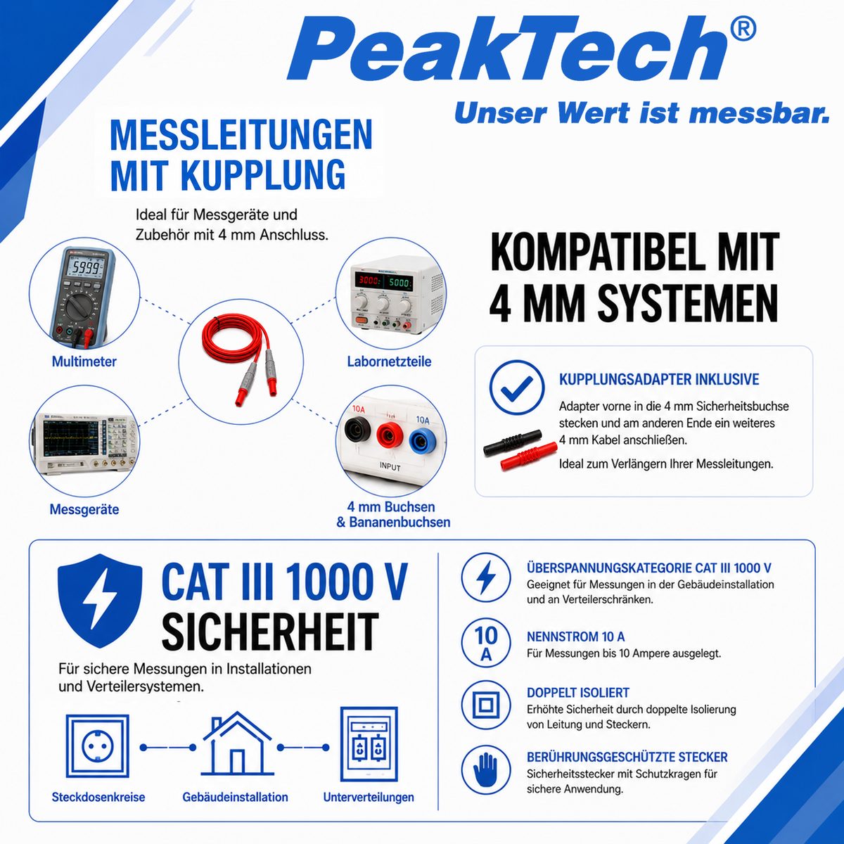Test Leads for Digital Multimeter with extension, P 7005