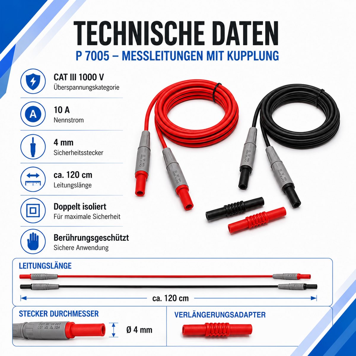 Test Leads for Digital Multimeter with extension, P 7005