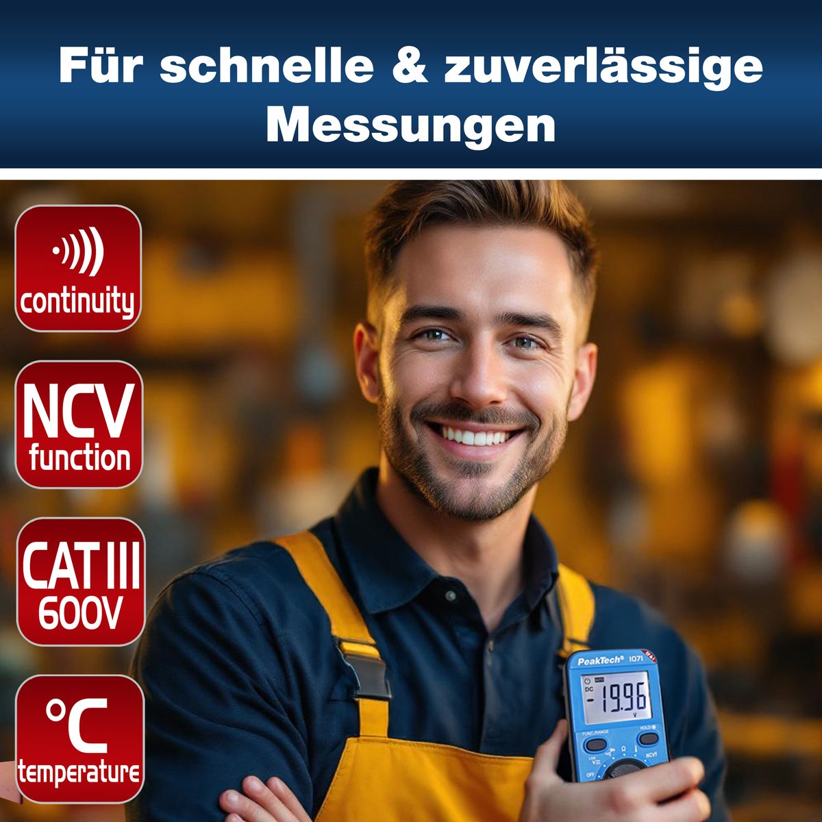 Multimeter, 600 V AC/DC, NCV and LIVE test, P 1071