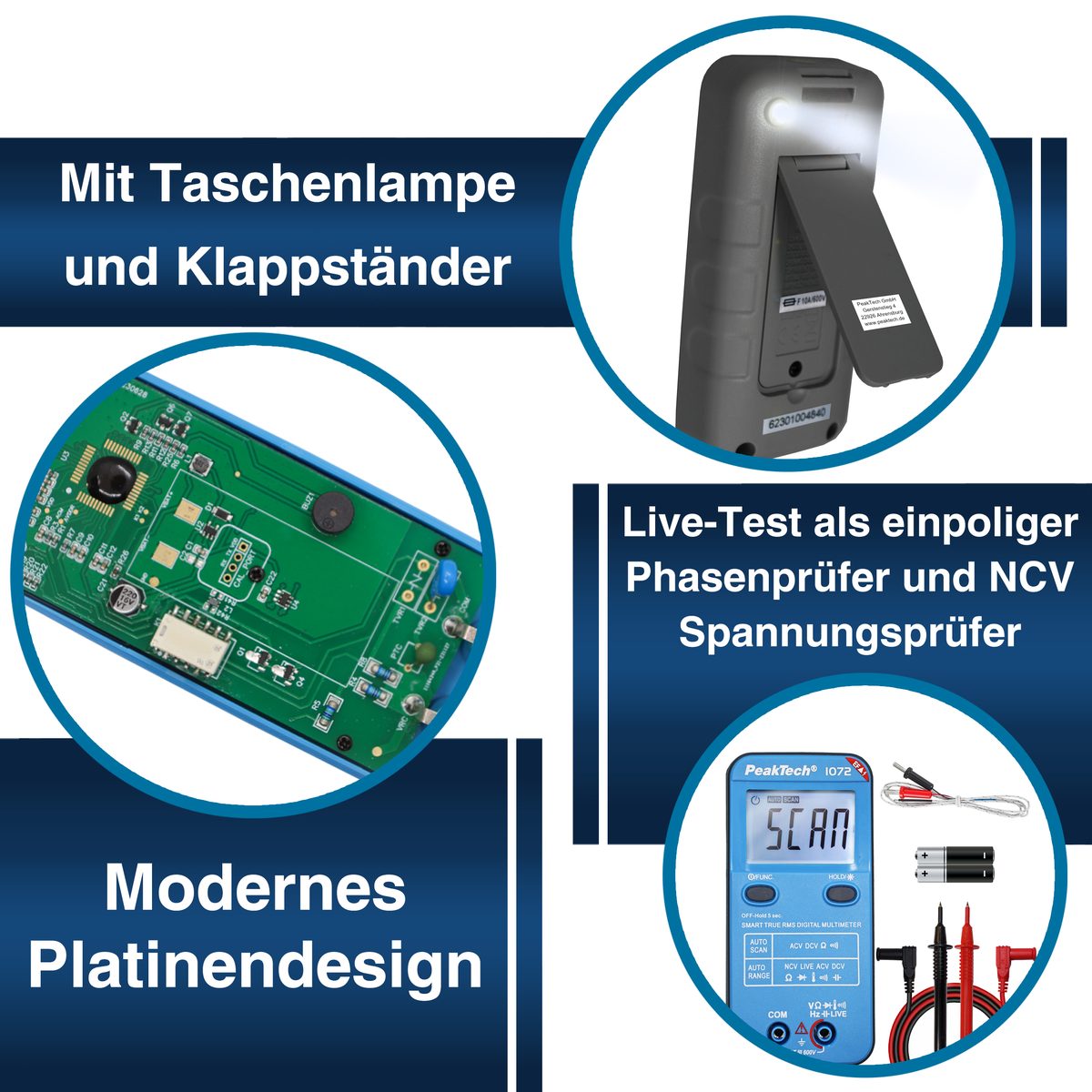 Smart multimeter, 600 V AC/DC, NCV and LIVE test, P 1072