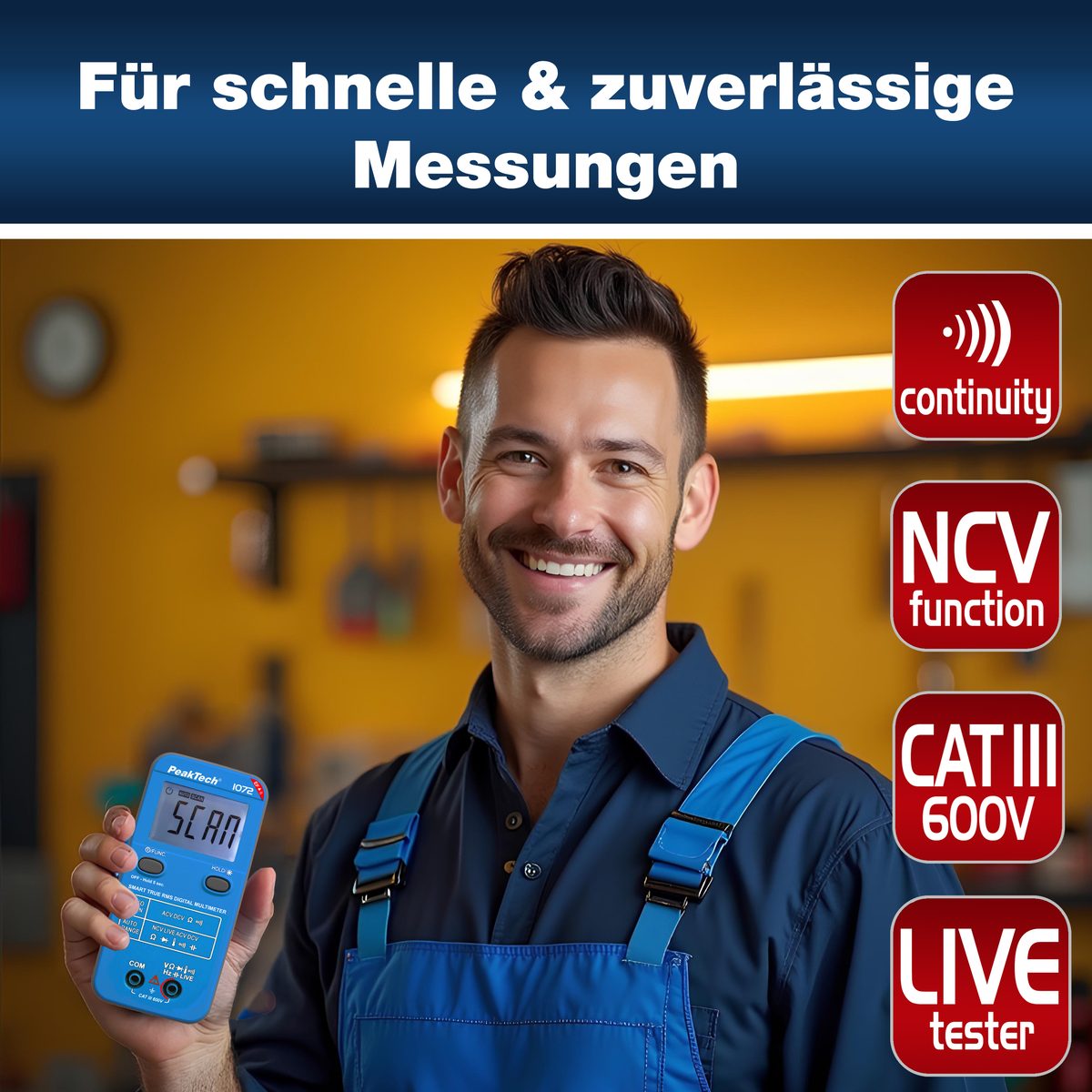 Smart multimeter, 600 V AC/DC, NCV and LIVE test, P 1072