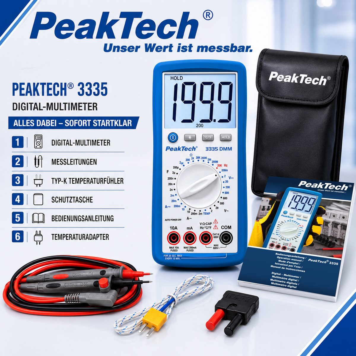 Digital multimeter, 2000 counts, 600 V AC/DC, P 3335