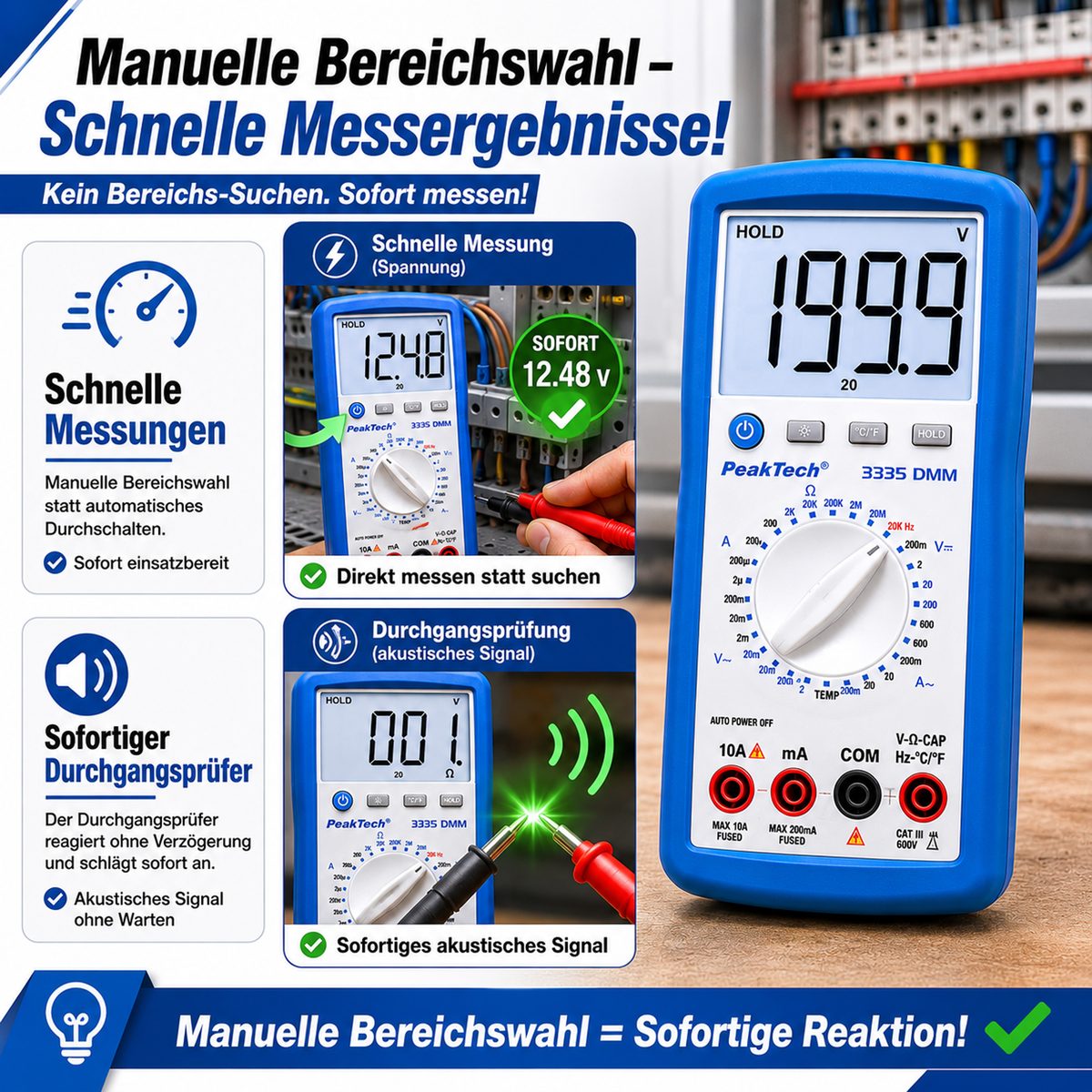 Digital multimeter, 2000 counts, 600 V AC/DC, P 3335
