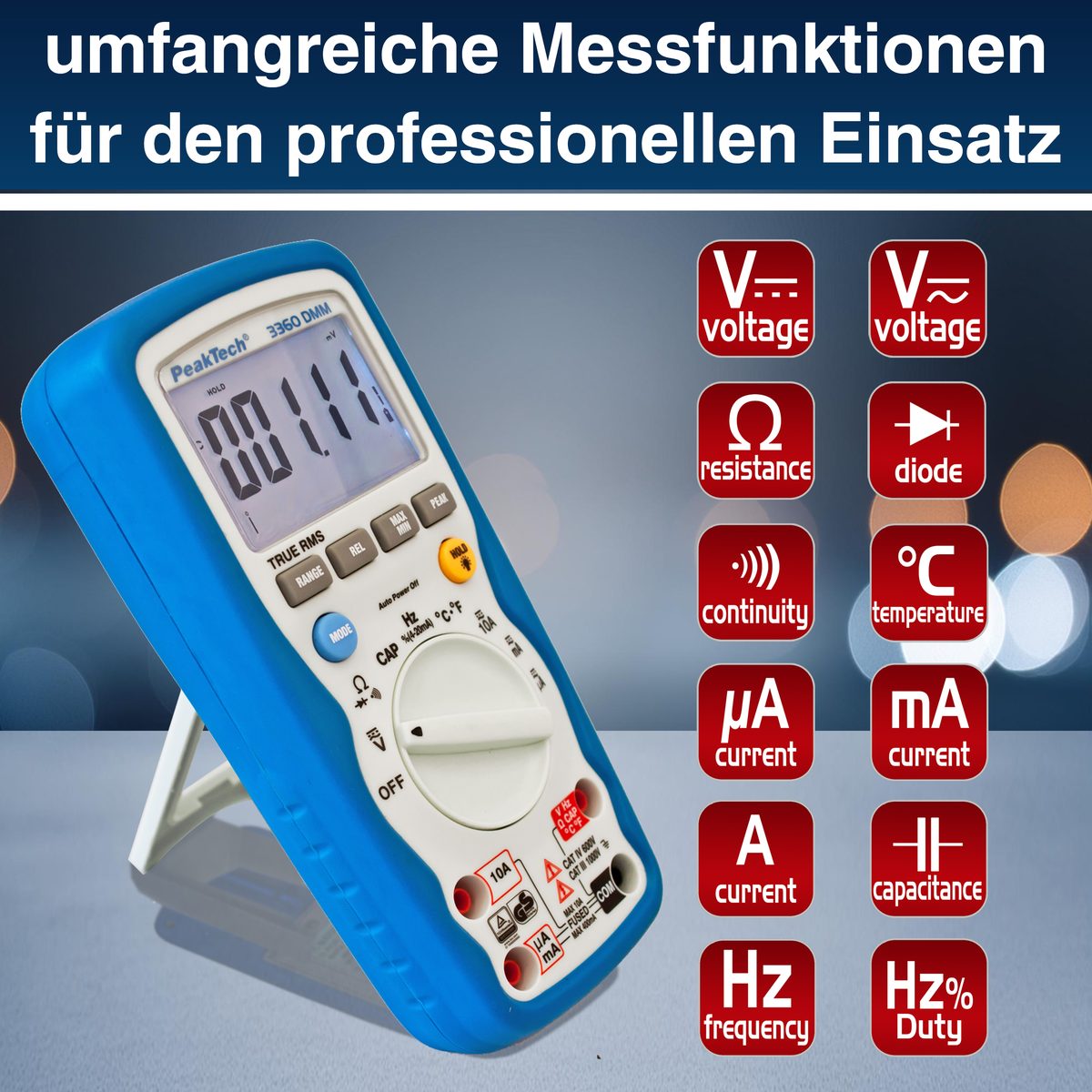 Digitāls multimetrs, 40000 vienību indikācija, IP67, True RMS, P 3360