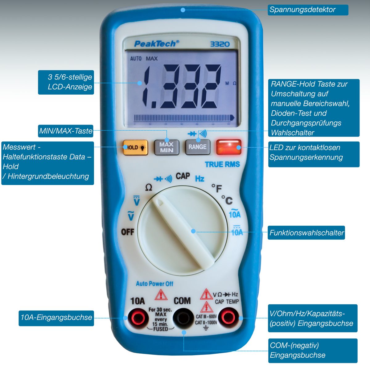 Digitāls multimetrs, 6000 vienību indikācija, True RMS, P 3320