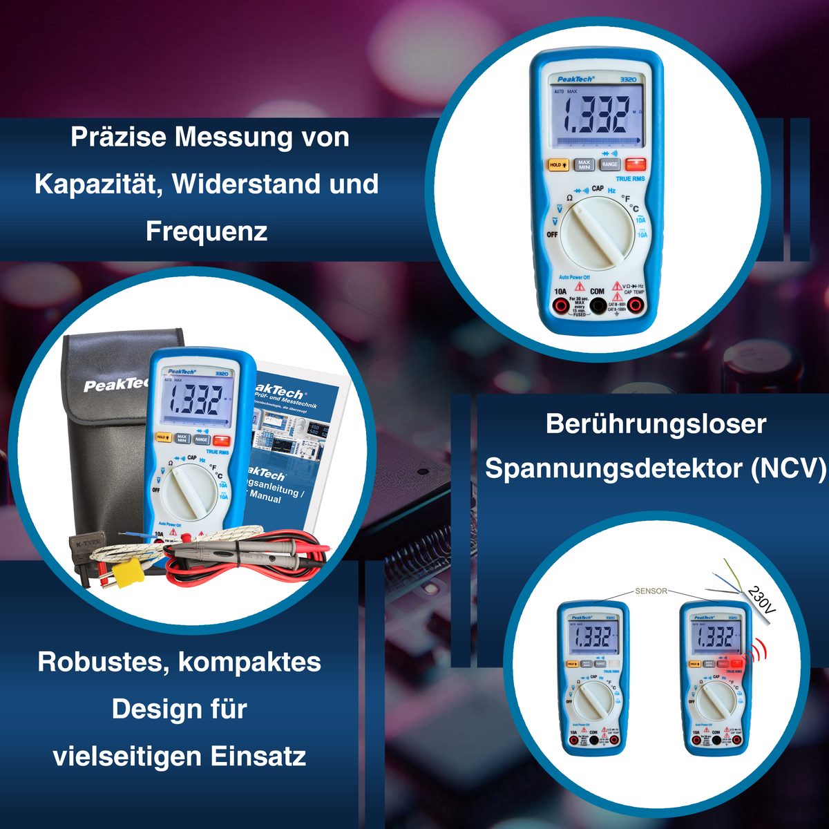 Digitāls multimetrs, 6000 vienību indikācija, True RMS, P 3320