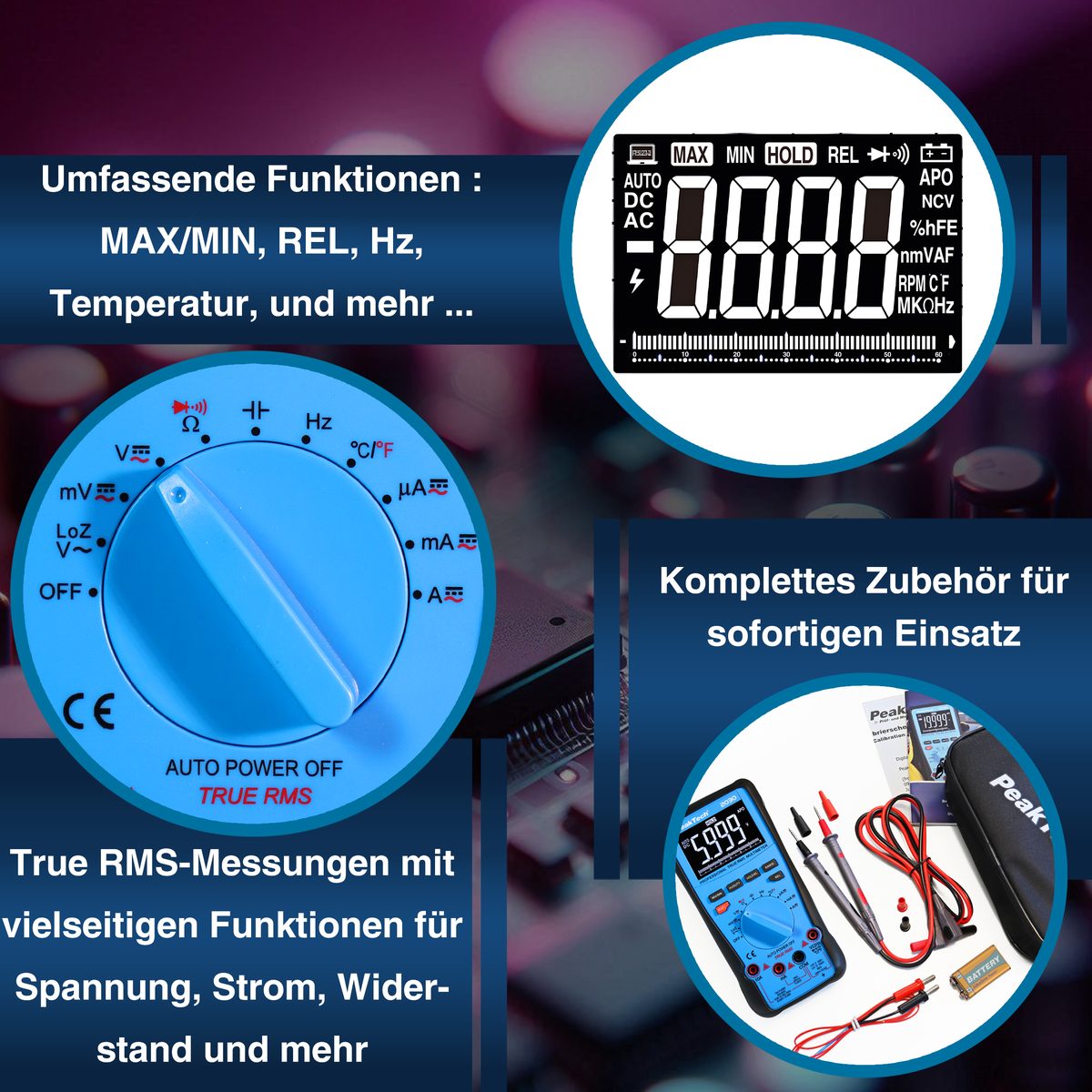 True RMS digitāls multimetrs, 1000 V, 6000 vienību indikācija, P 2030