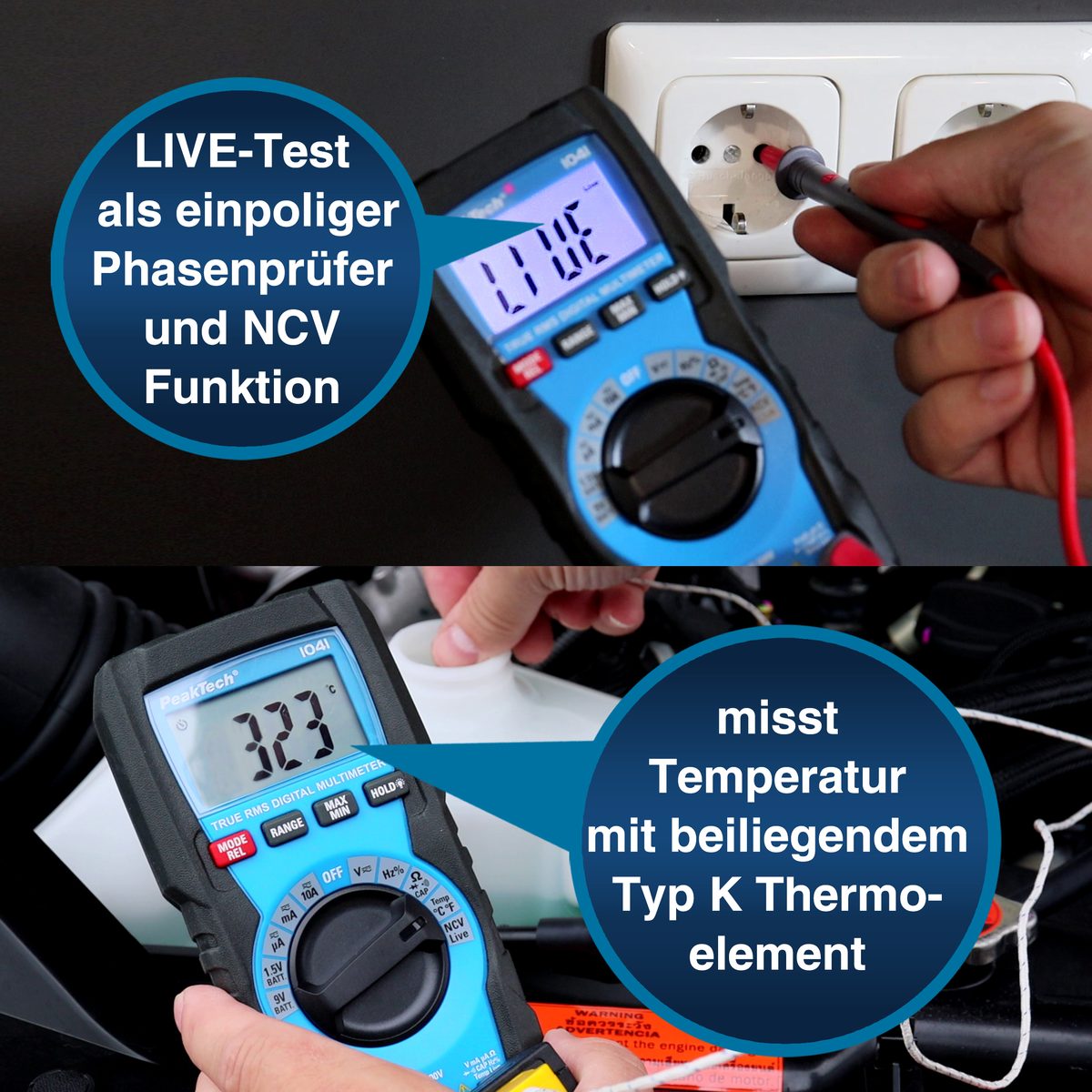 True RMS digitāls multimetrs, 4000 vienību indikācija, automātiska diapazona izvēle, P 1041