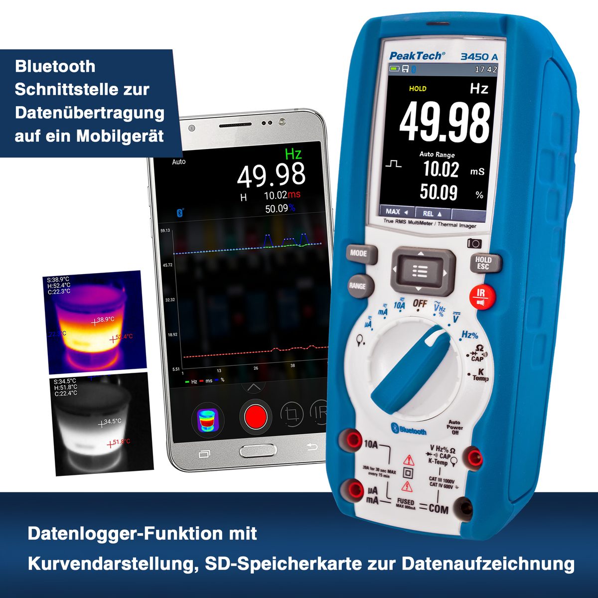 True RMS multimeter and thermal imaging camera, P 3450 A