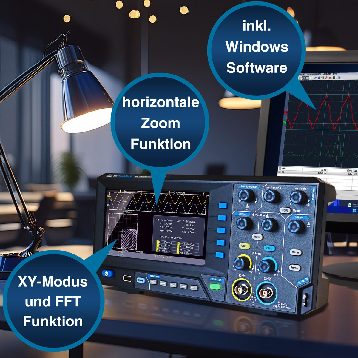 Digital storage oscilloscope, 100 MHz, 2 channels, 1 GS/s, P 1404