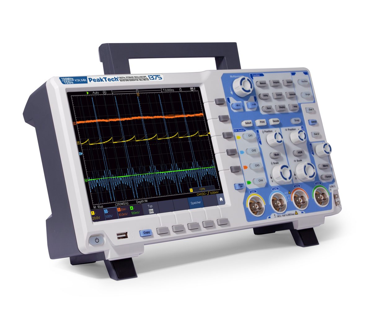 Touchscreen oscilloscope, 100 MHz, 4 channels, 1 GS/s, P 1375