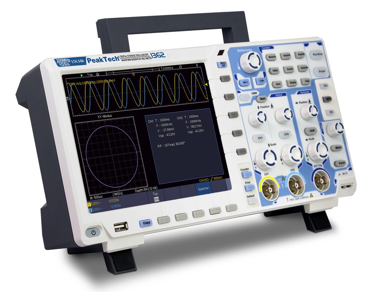 Touchscreen oscilloscope, 200 MHz, 2 channels, 2 GS/s, P 1362