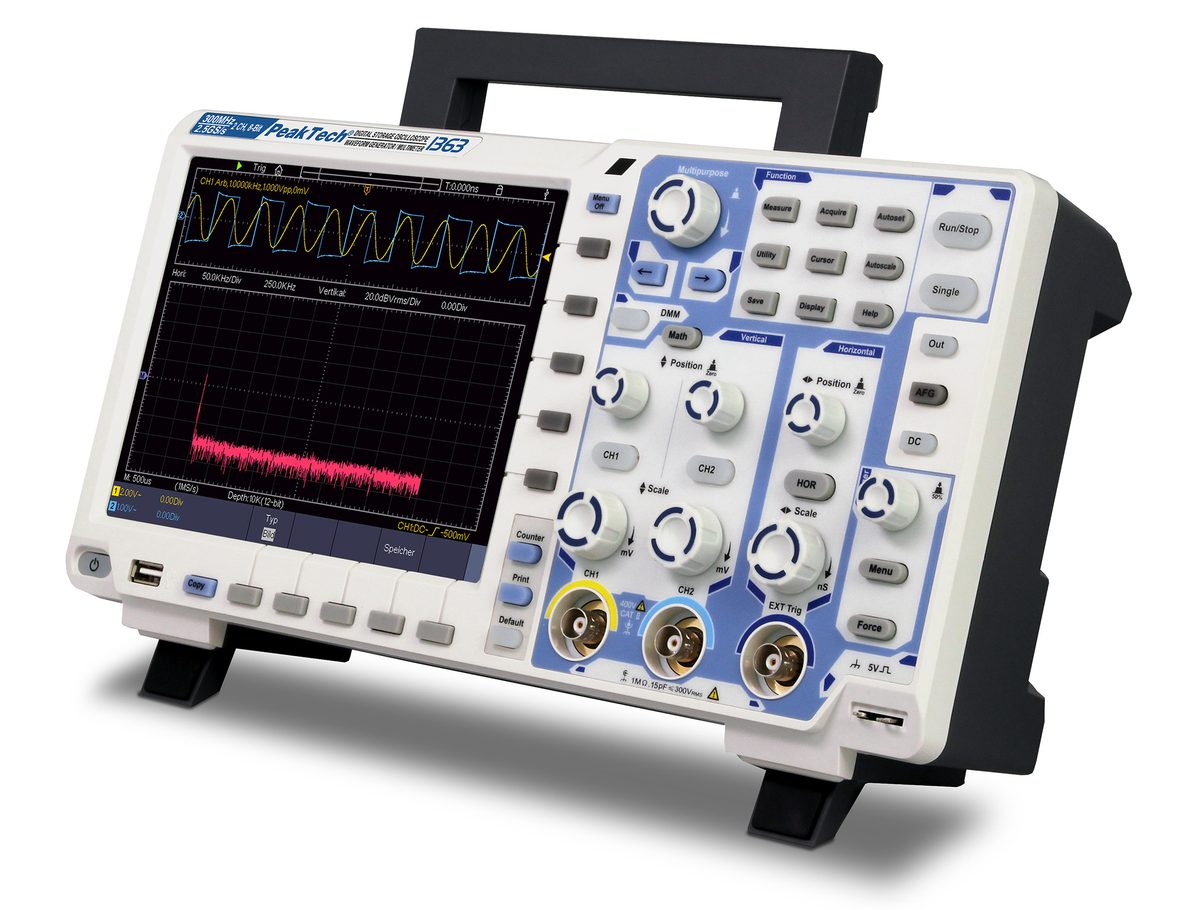 Touchscreen oscilloscope, 300 MHz, 2 channels, 2.5 GS/s, P 1363