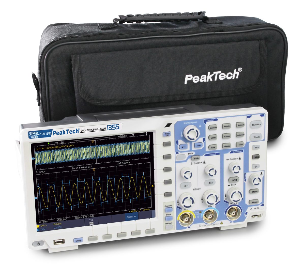 Touchscreen oscilloscope, 60 MHz, 2 channels, 1 GS/s, P 1355
