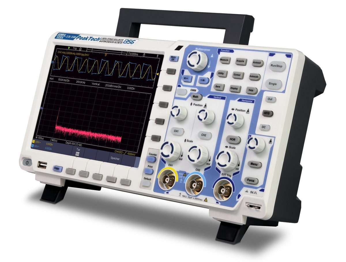 Touchscreen oscilloscope, 60 MHz, 2 channels, 1 GS/s, P 1356