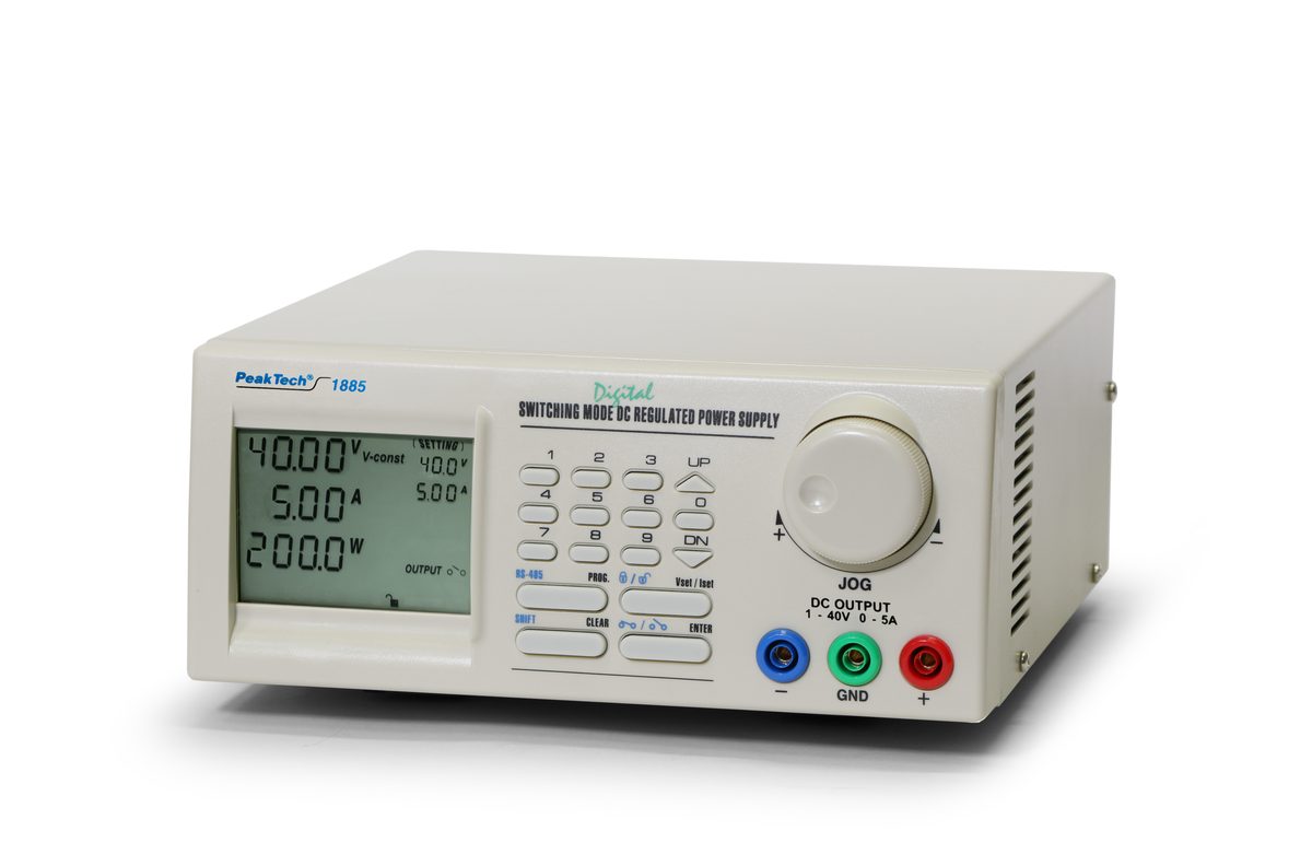 Laboratorijas līdzstrāvas barošanas avots, 1–40 V, 0–5 A, USB, P 1885