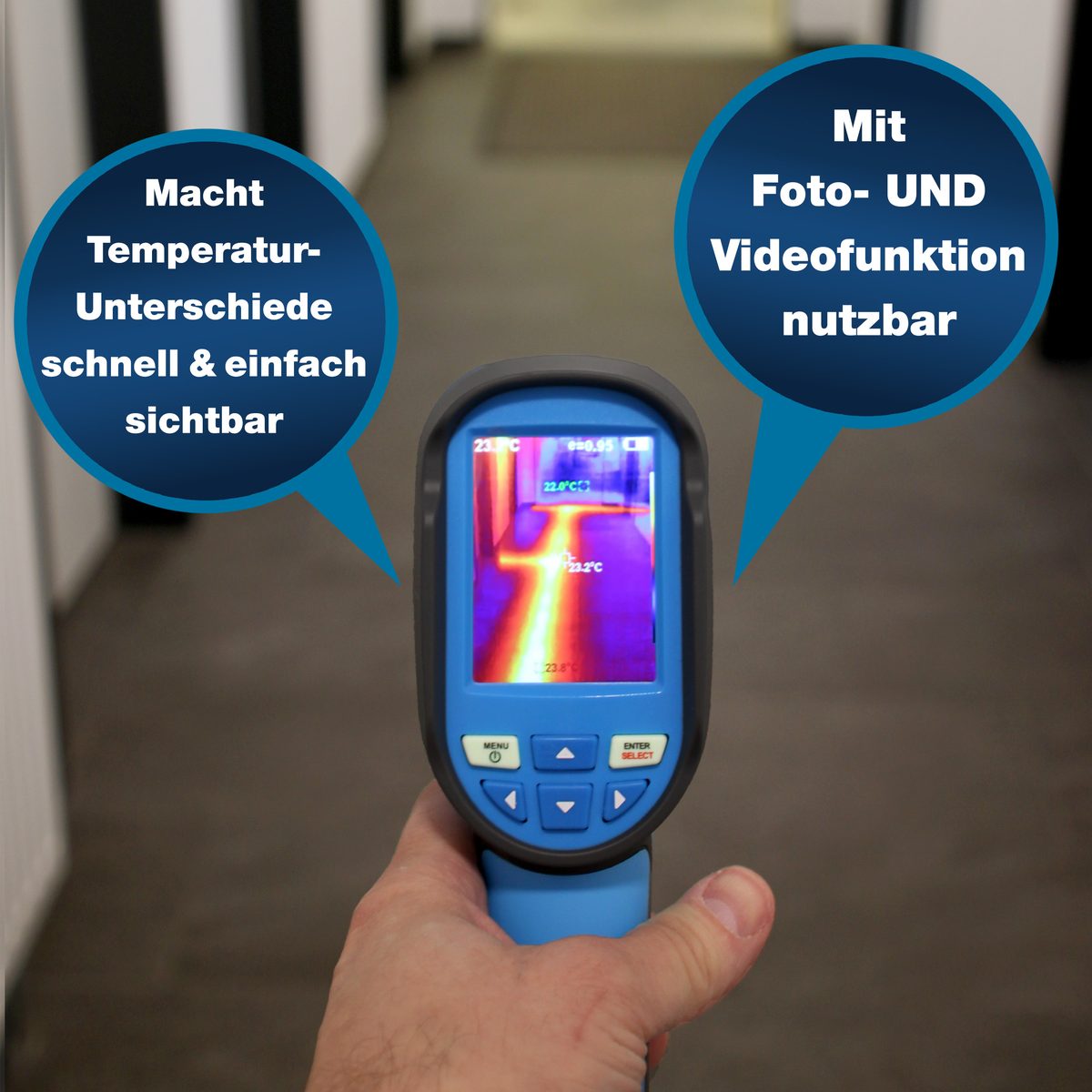 Thermal imaging camera, 120 × 90 pixels, −20…+550 °C, photo and video, P 5605 A