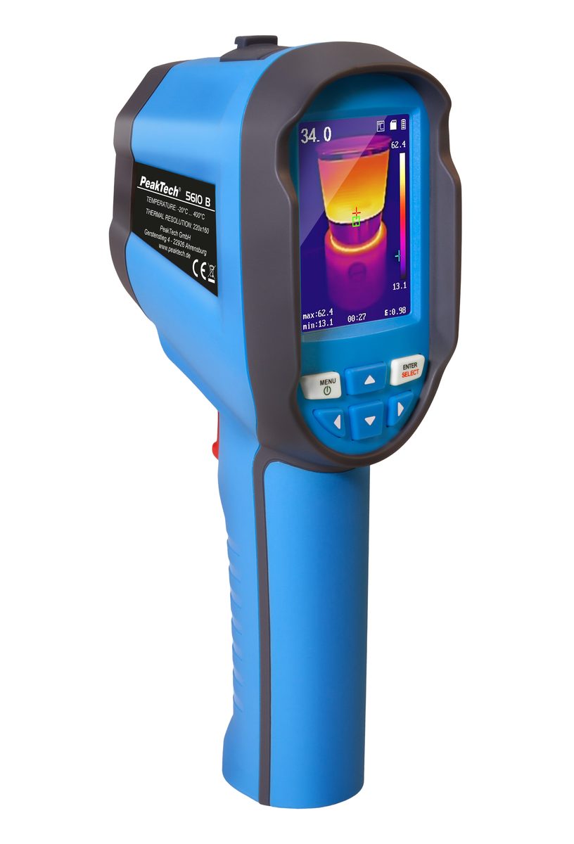 Thermal imaging camera, 220 × 160 pixels, −20…+550 °C, photo and video, P 5610 B